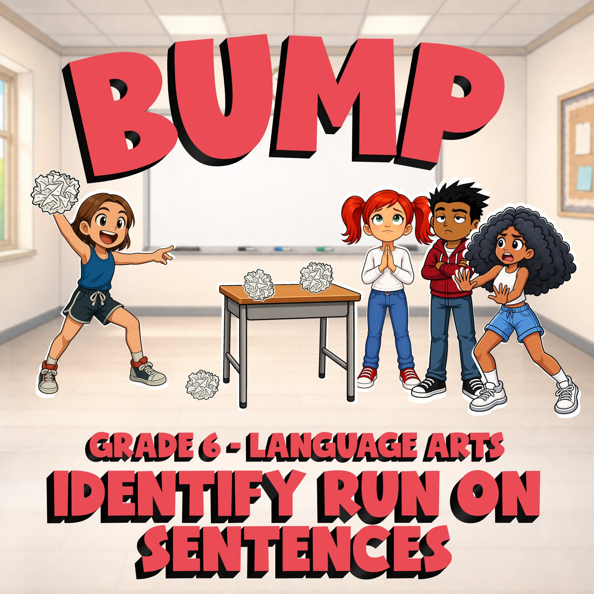 Identify Run On Sentences BUMP ELA Game - No Prep Grade 6 Review Activity