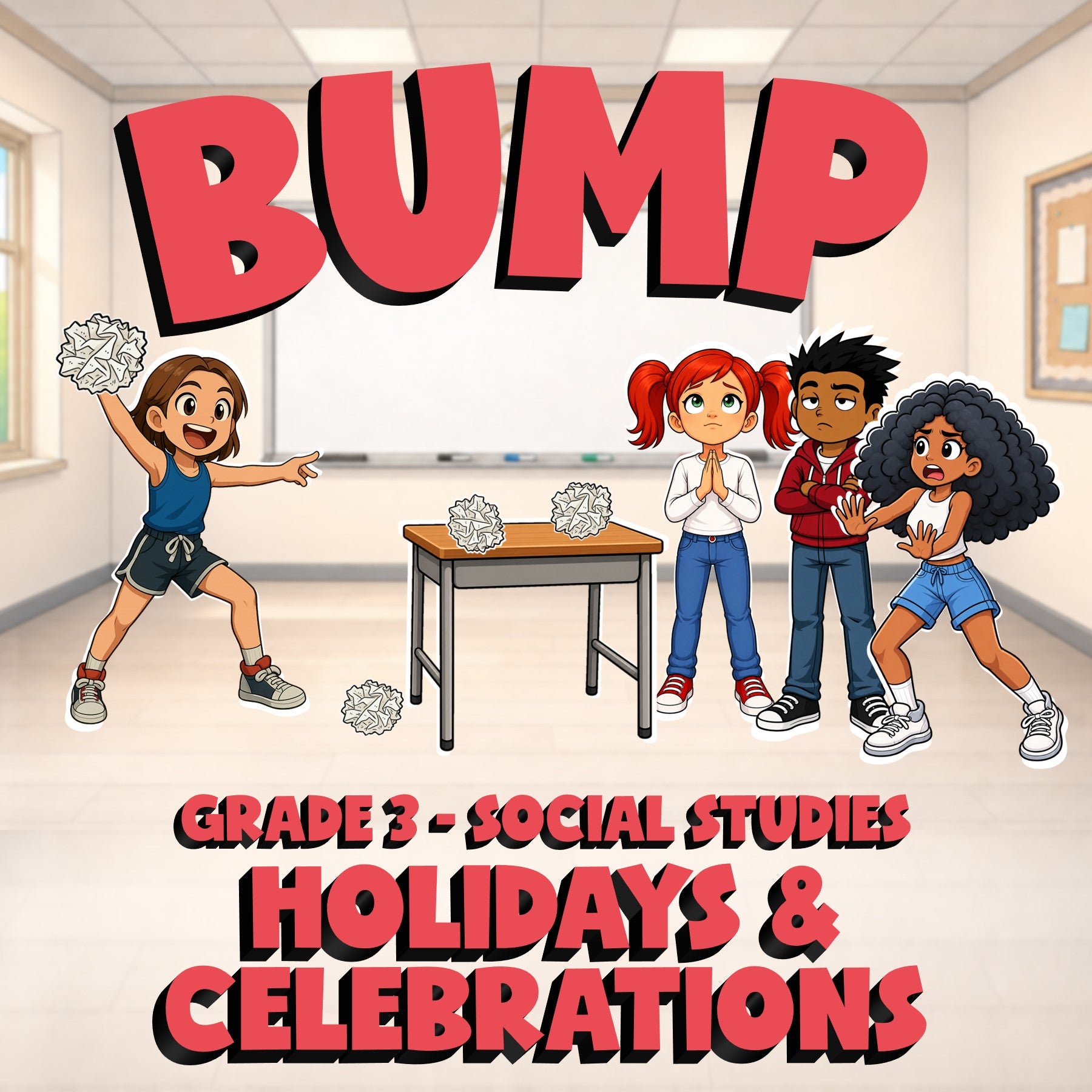 Holidays & Celebrations BUMP Socials Game - No Prep Grade 3 Review Activity