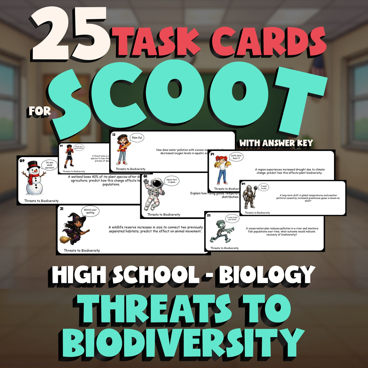 Threats to Biodiversity SCOOT TASK CARDS Science Game - No Prep Biology Review