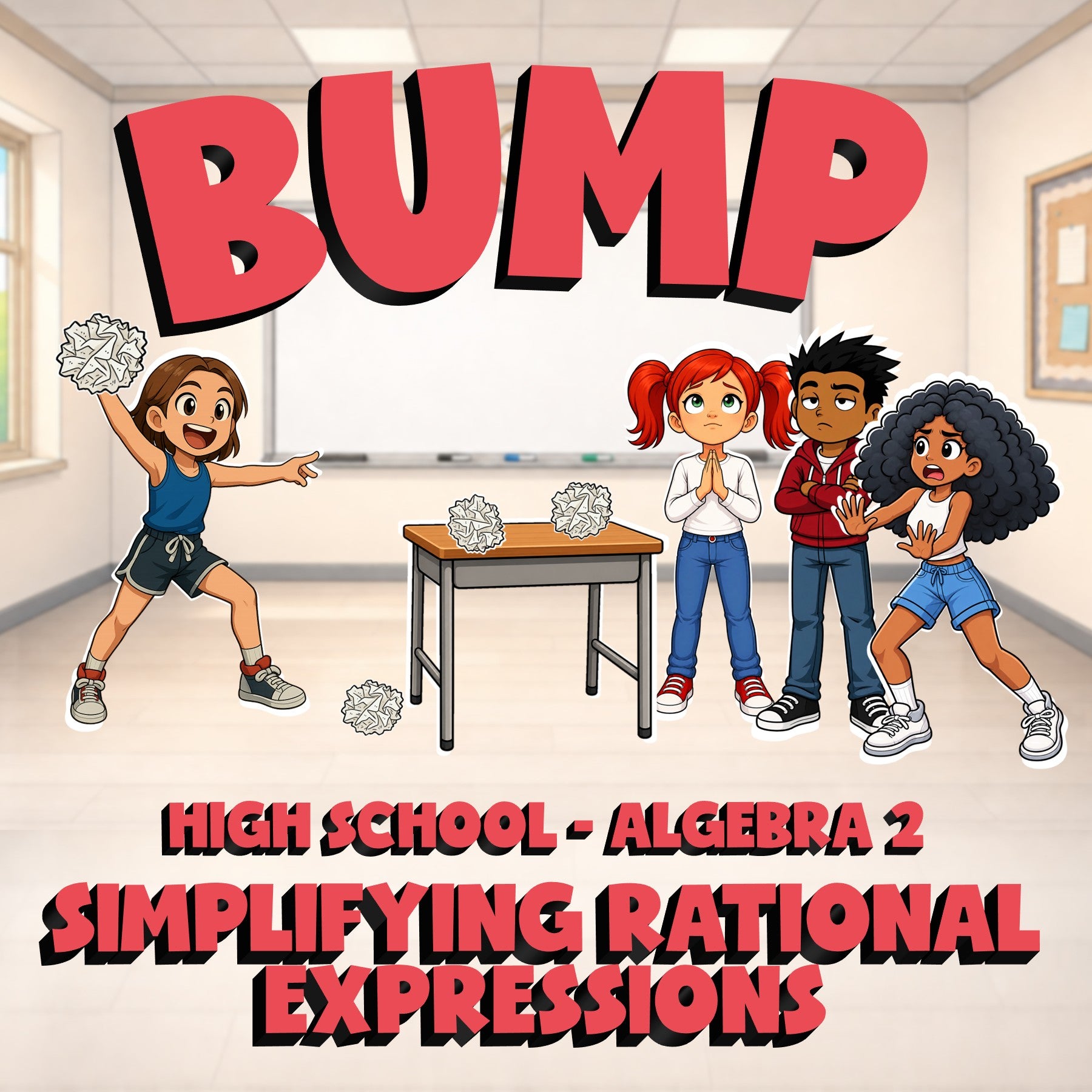 Simplifying Rational Expressions BUMP Math Game - No Prep Algebra 2 Review