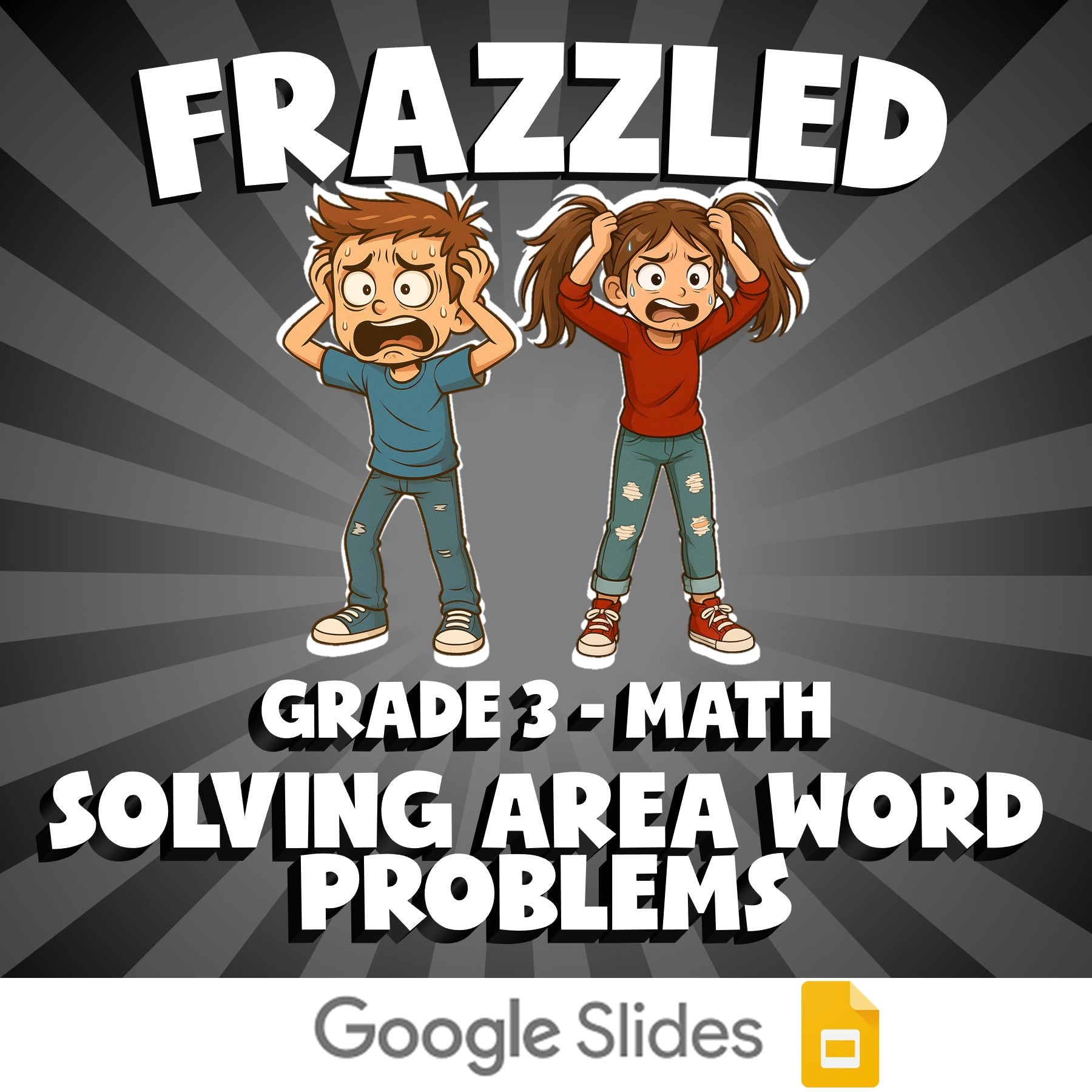 Solving Area Word Problems FRAZZLED Math Game - No Prep Grade 3 Review Activity