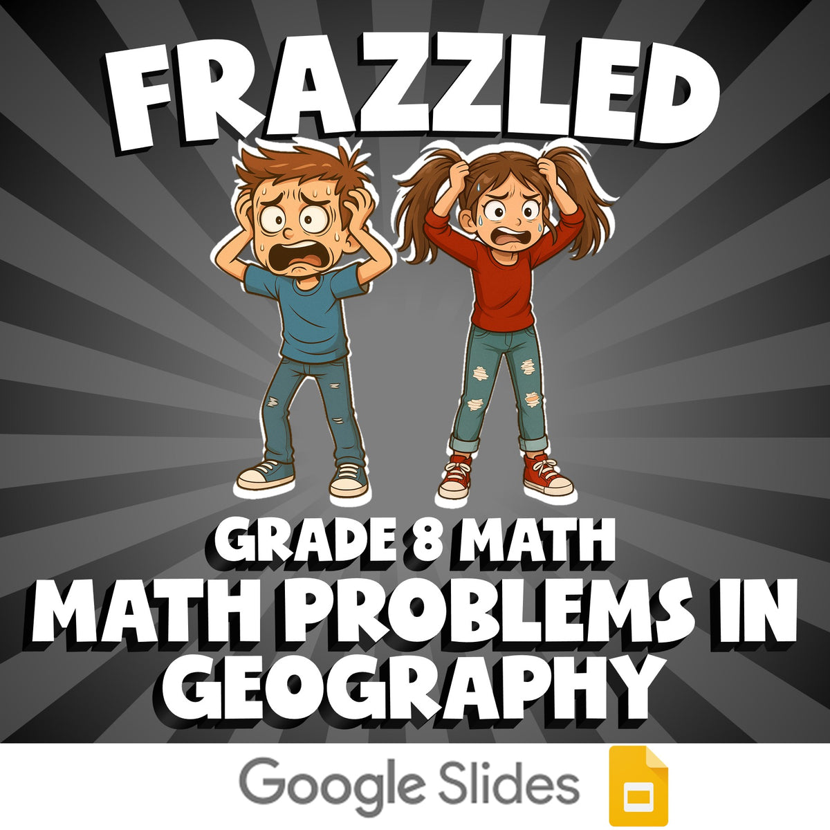 Math Problems in Geography FRAZZLED Math Game - No Prep Grade 8 Review Activity