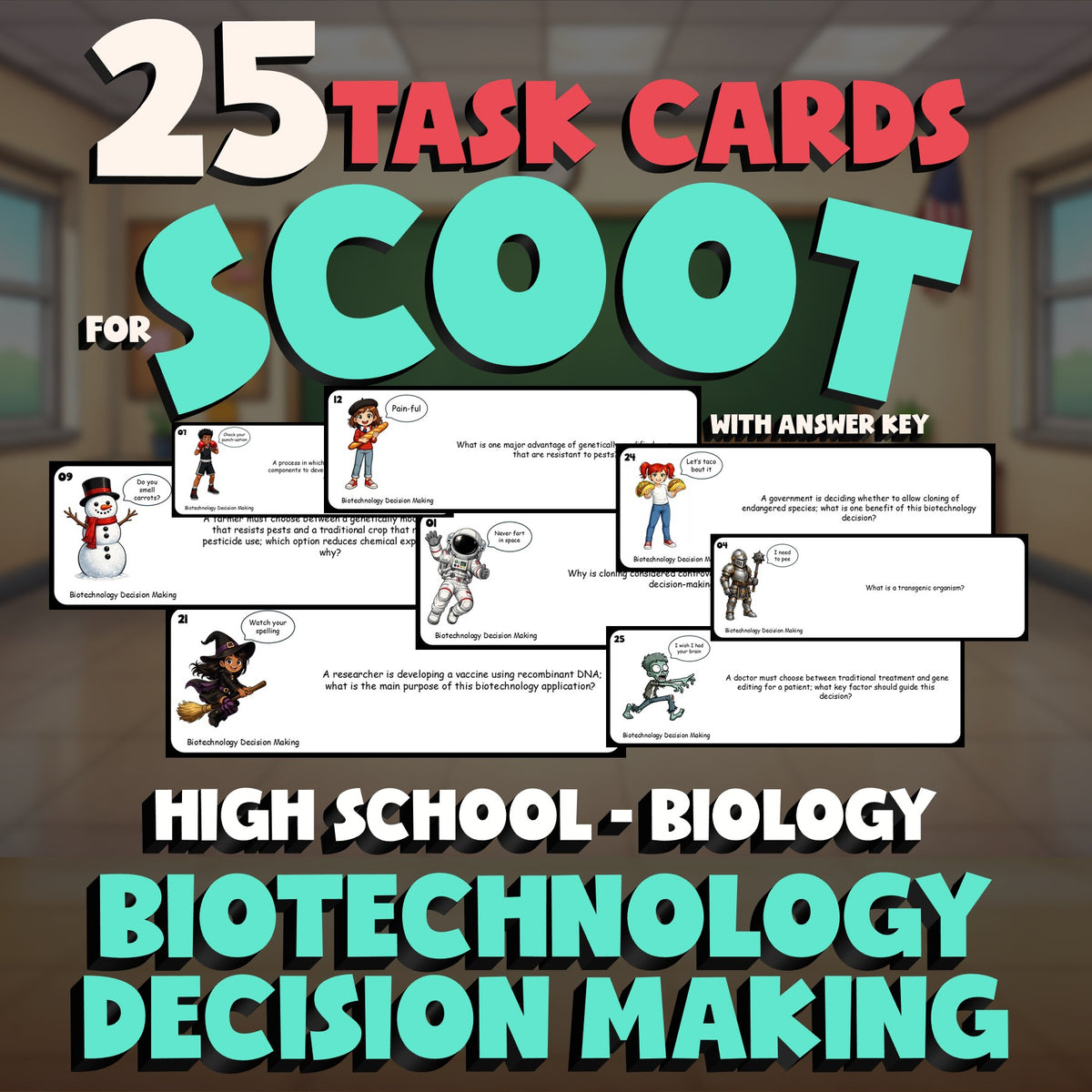Biotechnology Decision Making SCOOT TASK CARDS Science Game - No Prep Biology