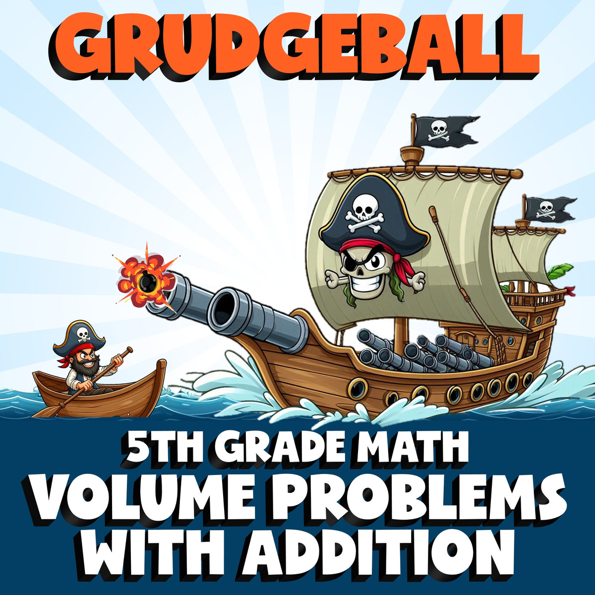 Volume Problems with Addition GRUDGEBALL Math Game - No Prep Grade 5 Review