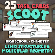 Lewis Structures & Molecular Geometry SCOOT TASK CARDS Science Game - Chemistry