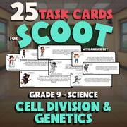 Cell Division & Genetics SCOOT TASK CARDS Science Game - No Prep Grade 9 Review