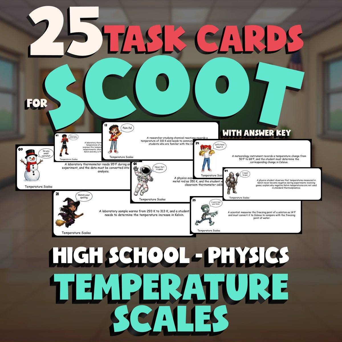 Temperature Scales SCOOT TASK CARDS Science Game - No Prep Physics Review