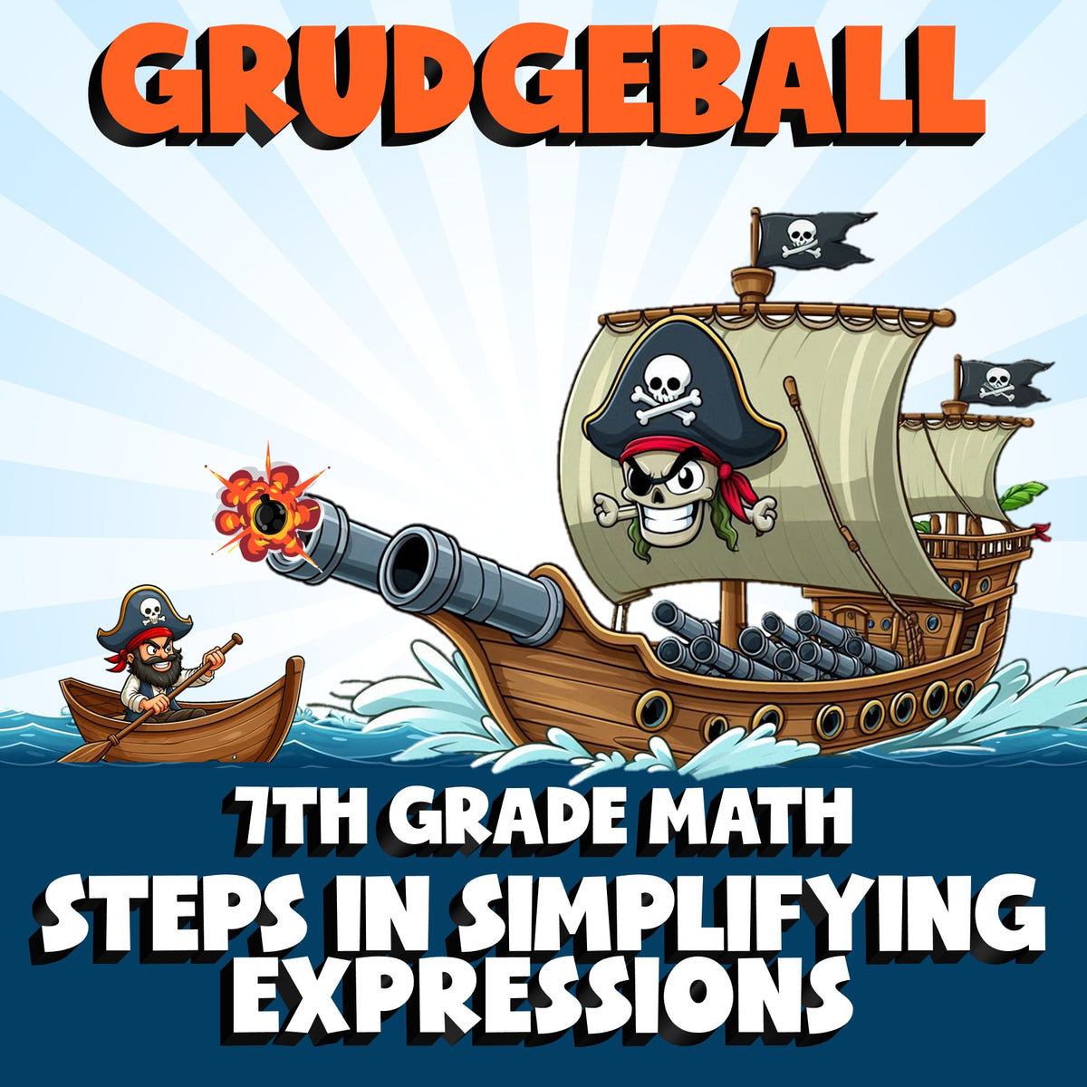 Steps in Simplifying Expressions GRUDGEBALL Math Game - No Prep Grade 7 Review
