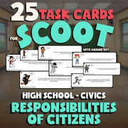 Responsibilities of Citizens SCOOT TASK CARDS Civics Game - No Prep Review