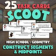 Construct Segments & Midpoints SCOOT TASK CARDS Math Game - No Prep Geometry
