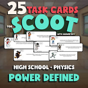 Power Defined SCOOT TASK CARDS Science Game - No Prep Physics Review Activity