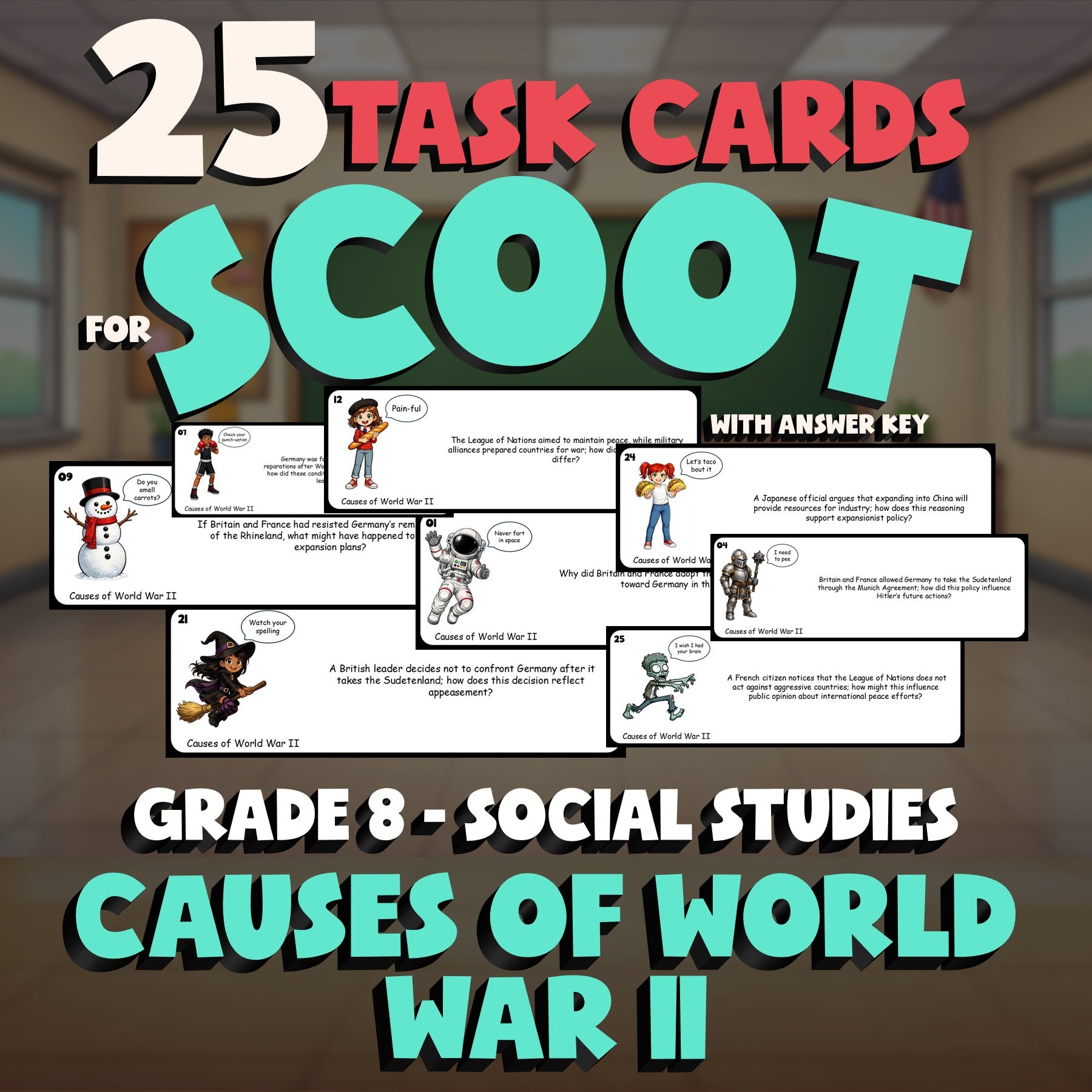 Causes of World War II SCOOT TASK CARDS Socials Game - No Prep Grade 8 Review