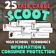 Information & Consumer Protection SCOOT TASK CARDS Economics Game - No Prep