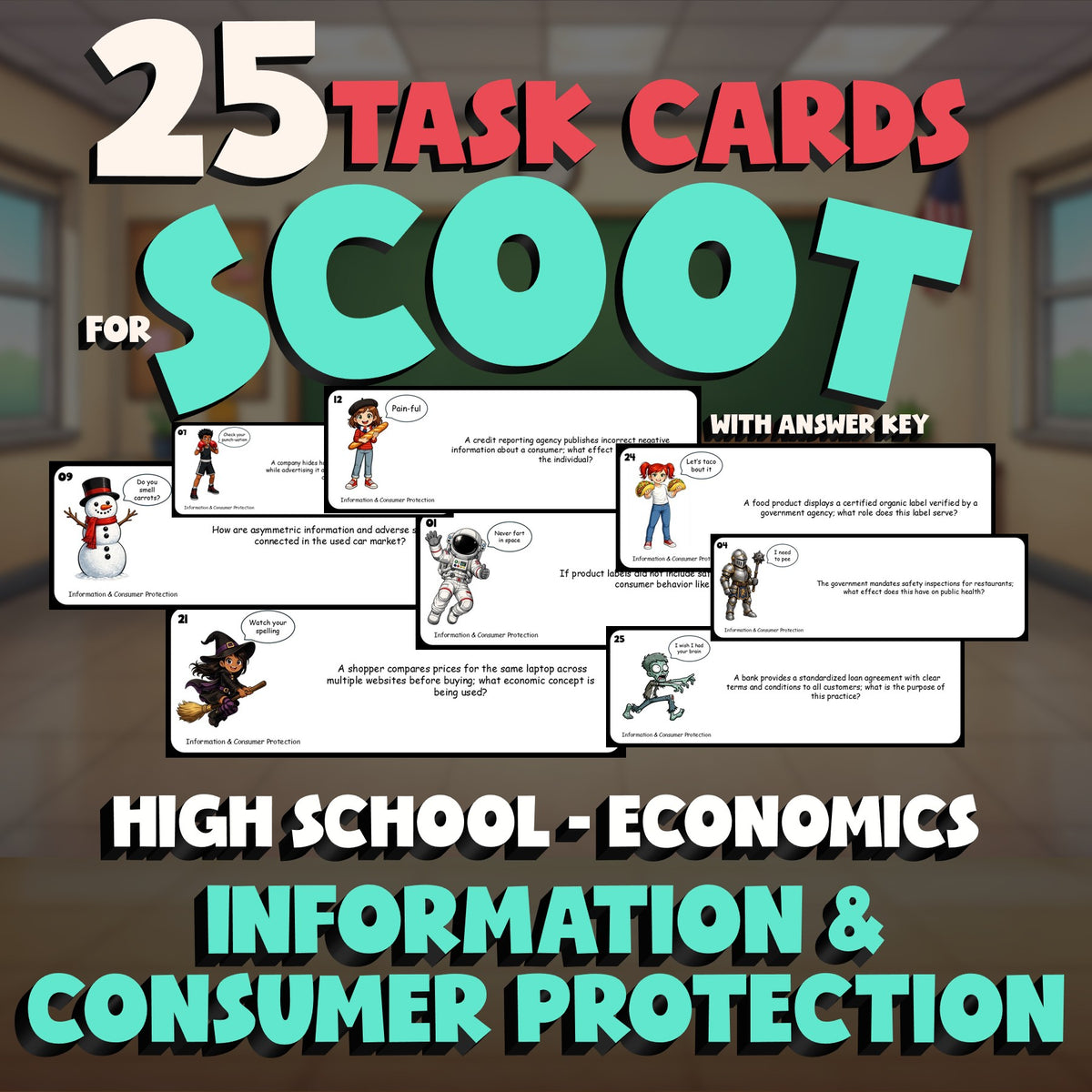Information & Consumer Protection SCOOT TASK CARDS Economics Game - No Prep