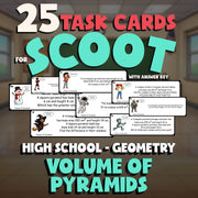 Volume of Pyramids SCOOT TASK CARDS Math Game - No Prep Geometry Review Activity