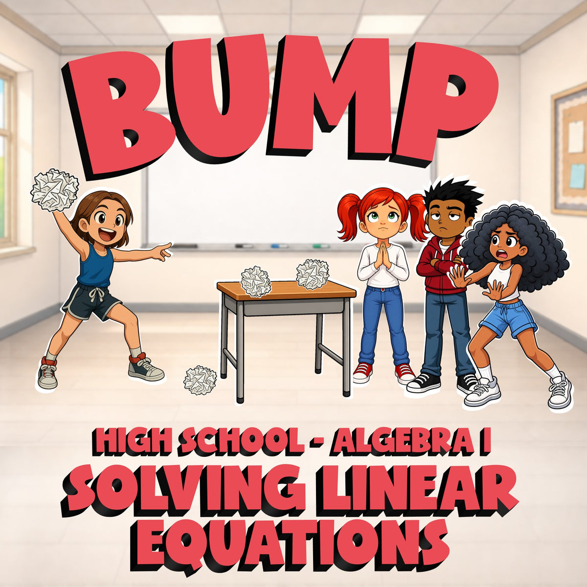 Solving Linear Equations BUMP Math Game - No Prep Algebra 1 Review Activity