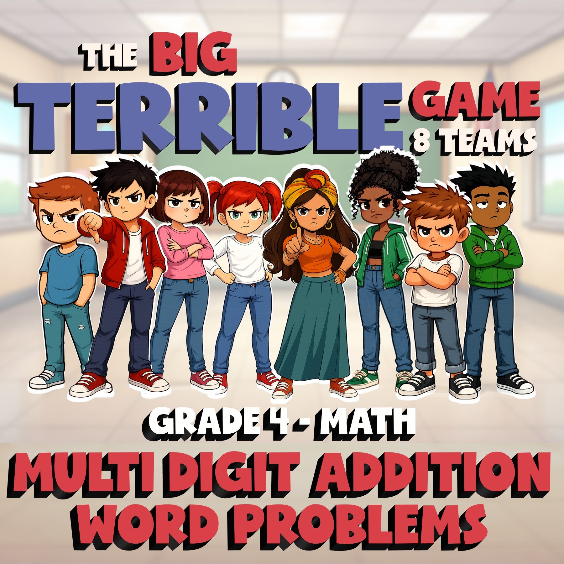 Multi Digit Addition Word Problems BIG TERRIBLE GAME - Grade 4 Math Review