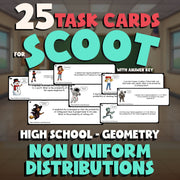 Non Uniform Distributions SCOOT TASK CARDS Math Game - No Prep Geometry Review