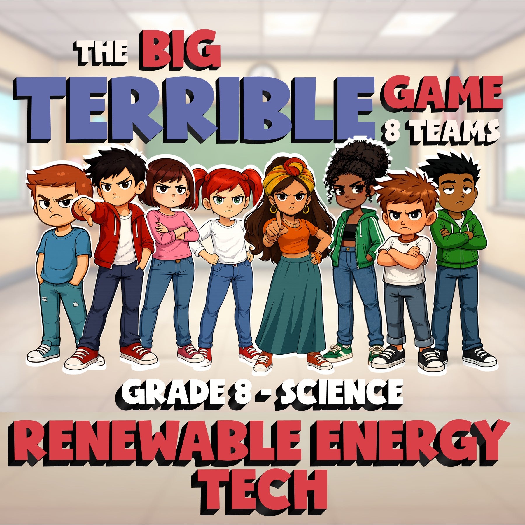 Renewable Energy Tech BIG TERRIBLE GAME - No Prep Grade 8 Science Review