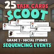 Sequencing Events SCOOT TASK CARDS Socials Game - No Prep Grade 3 Review