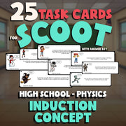 Induction Concept SCOOT TASK CARDS Science Game - No Prep Physics Review