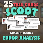 Error Analysis SCOOT TASK CARDS Science Game - No Prep Grade 7 Review Activity