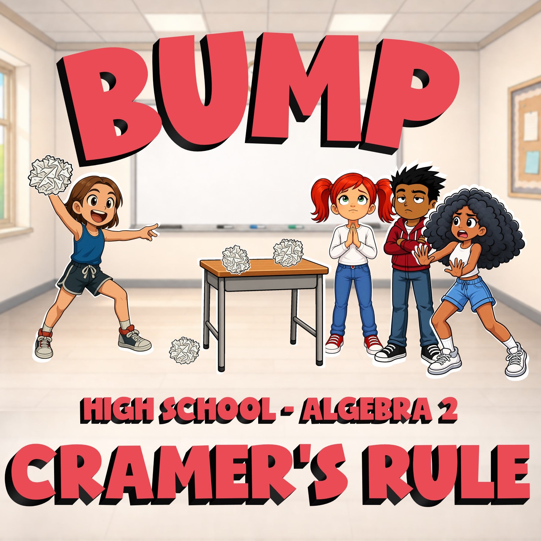 Cramer's Rule BUMP Math Game - No Prep Algebra 2 Review Activity