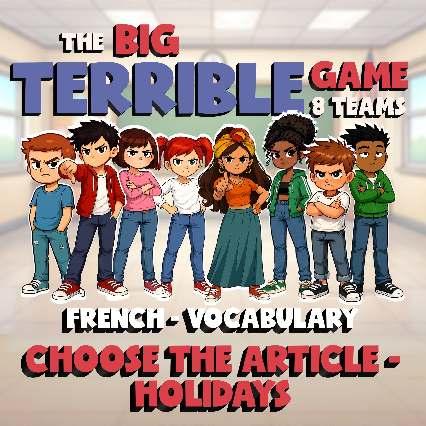 Choose The Article - Holidays BIG TERRIBLE GAME - No Prep French Exercise