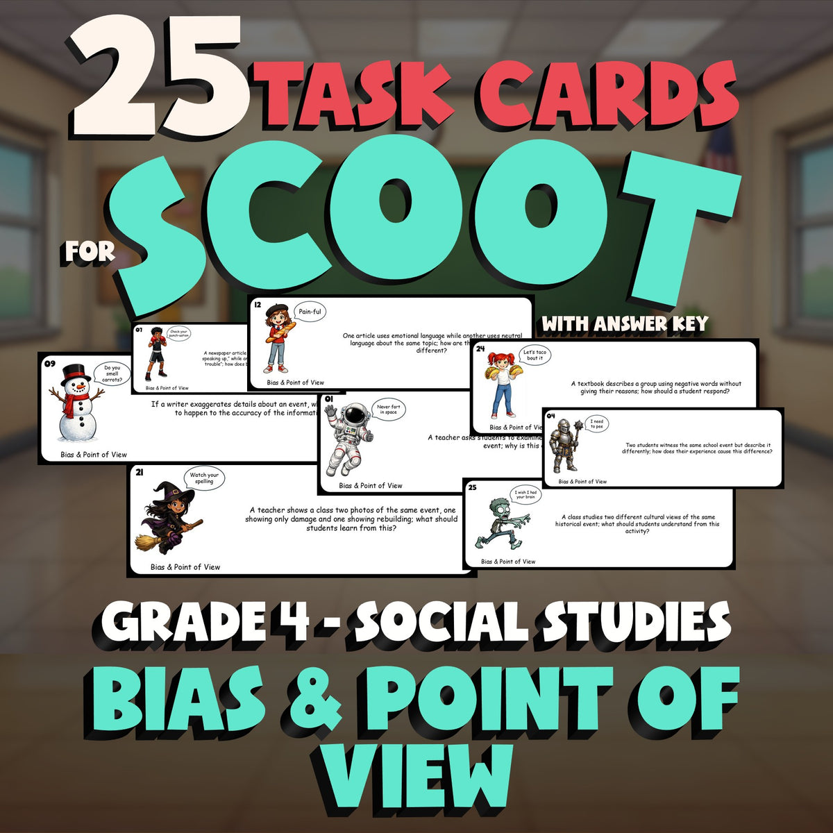 Bias & Point of View SCOOT TASK CARDS Socials Game - No Prep Grade 4 Review