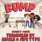 Triangles by Angle & Side Type BUMP Math Game - No Prep Grade 5 Review Activity