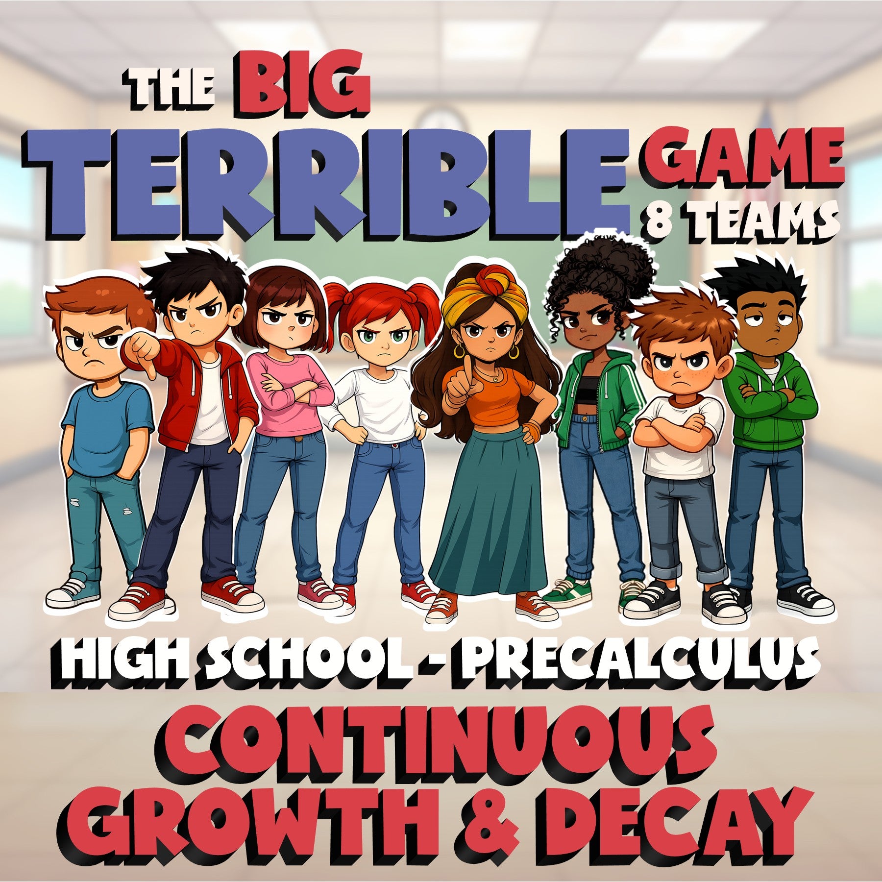Continuous Growth & Decay BIG TERRIBLE GAME - No Prep PreCalculus Math Review