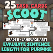 Evaluate Sentence Length for Purpose SCOOT TASK CARDS ELA Game - Grade 11