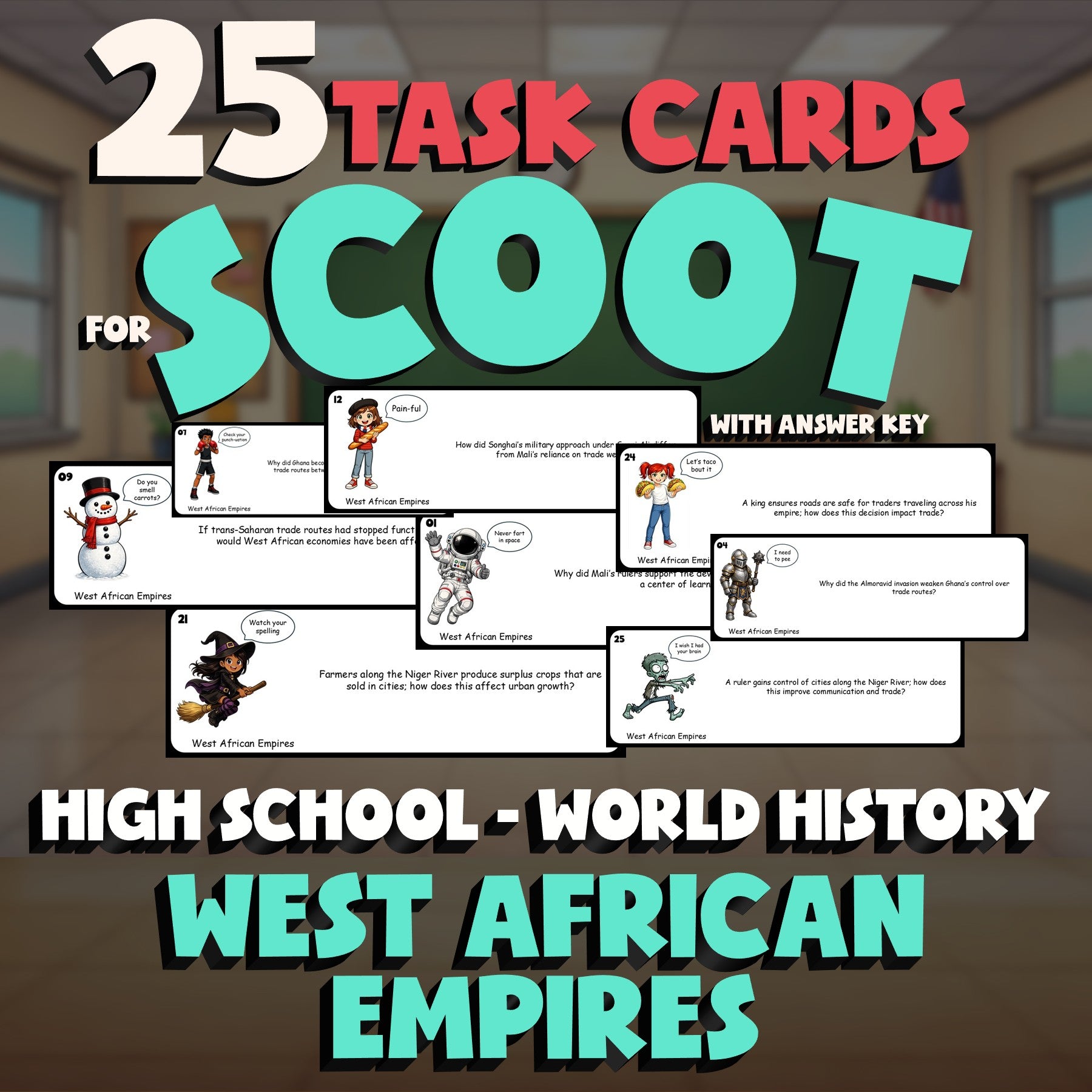 West African Empires SCOOT TASK CARDS Game - No Prep World History Review