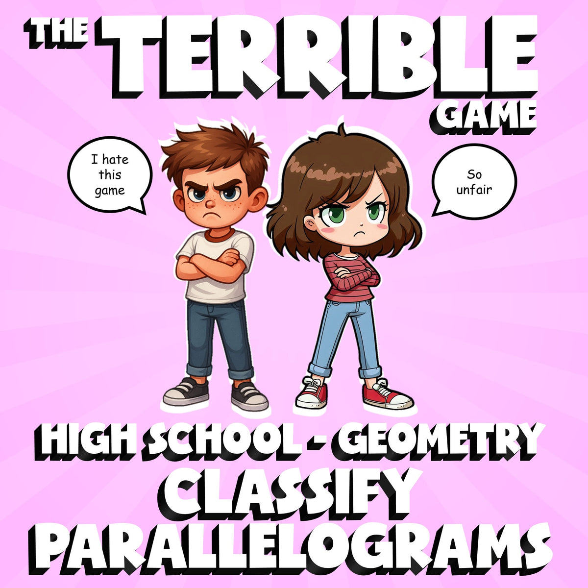 Classify Parallelograms THE TERRIBLE GAME - No Prep Geometry Math Review
