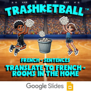 Translate to French - Rooms in the Home TRASHKETBALL French Game - No Prep