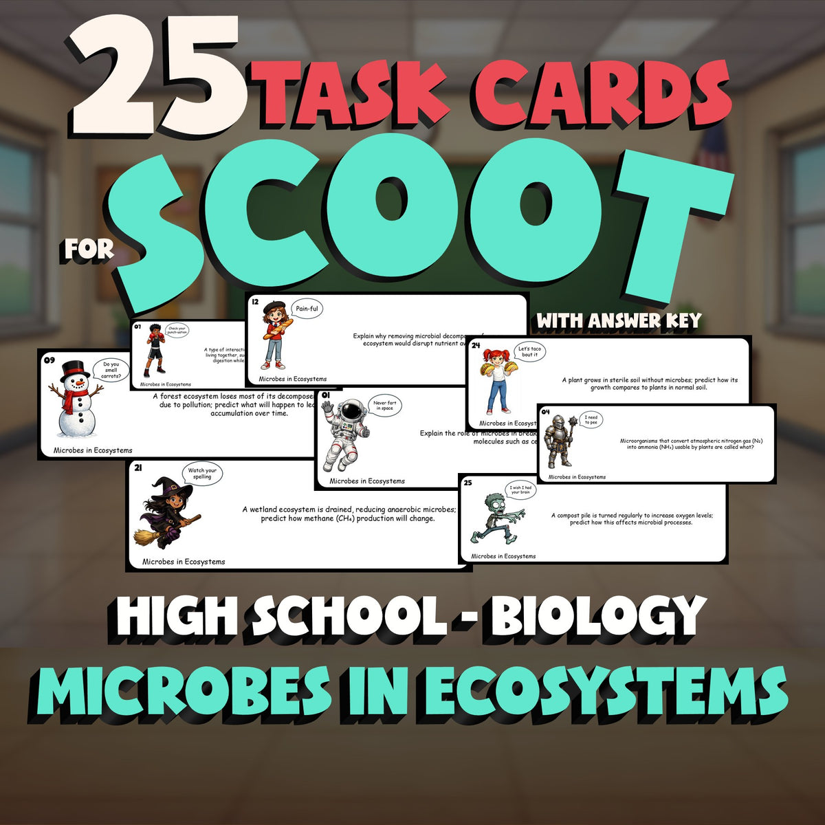Microbes in Ecosystems SCOOT TASK CARDS Science Game - No Prep Biology Review