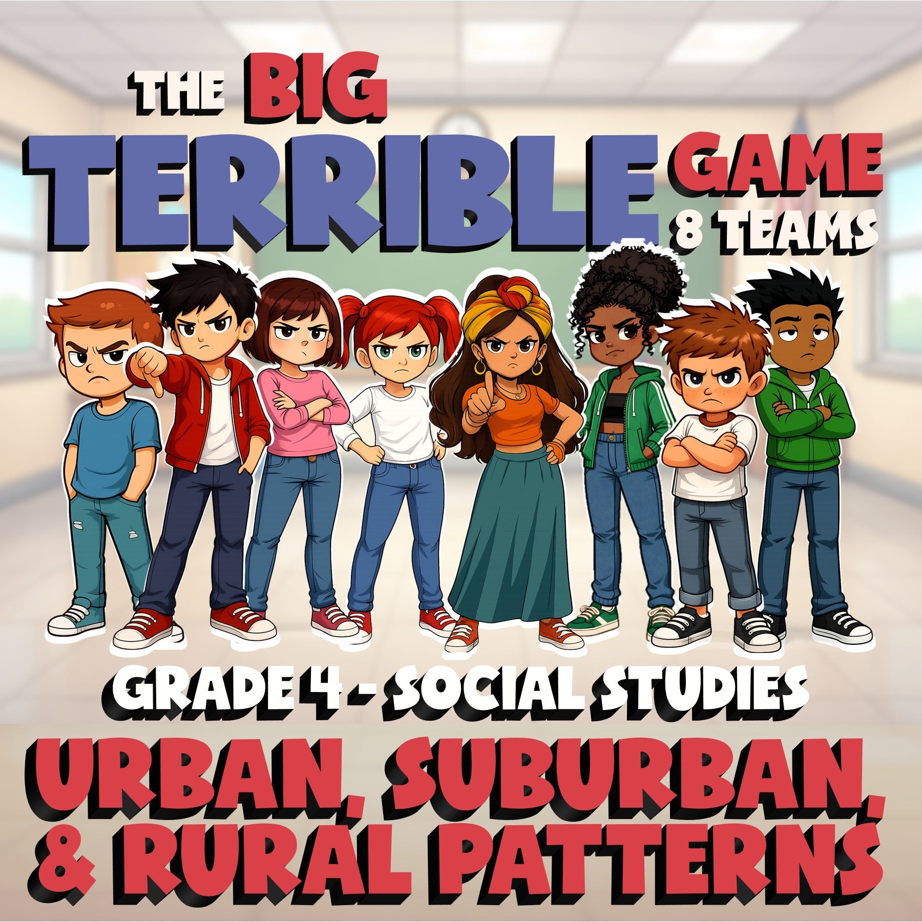 Urban, Suburban, & Rural Patterns BIG TERRIBLE GAME - Grade 4 Socials Review