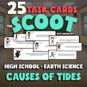 Causes of Tides SCOOT TASK CARDS Game - No Prep Earth Science Review Activity