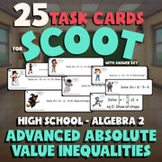 Advanced Absolute Value Inequalities SCOOT TASK CARDS Math Game - Algebra 2