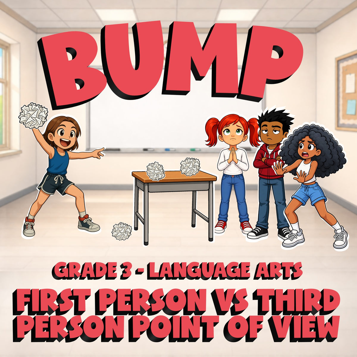 First Person vs Third Person Point of View BUMP ELA Game - No Prep Grade 3