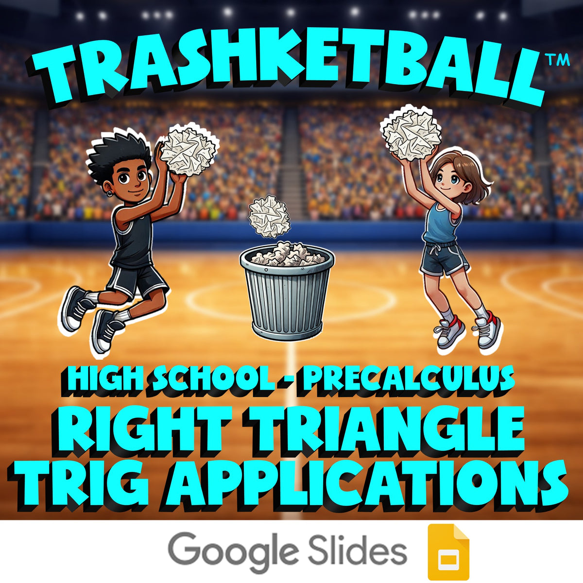 Right Triangle Trig Applications TRASHKETBALL Math Game - No Prep PreCalculus