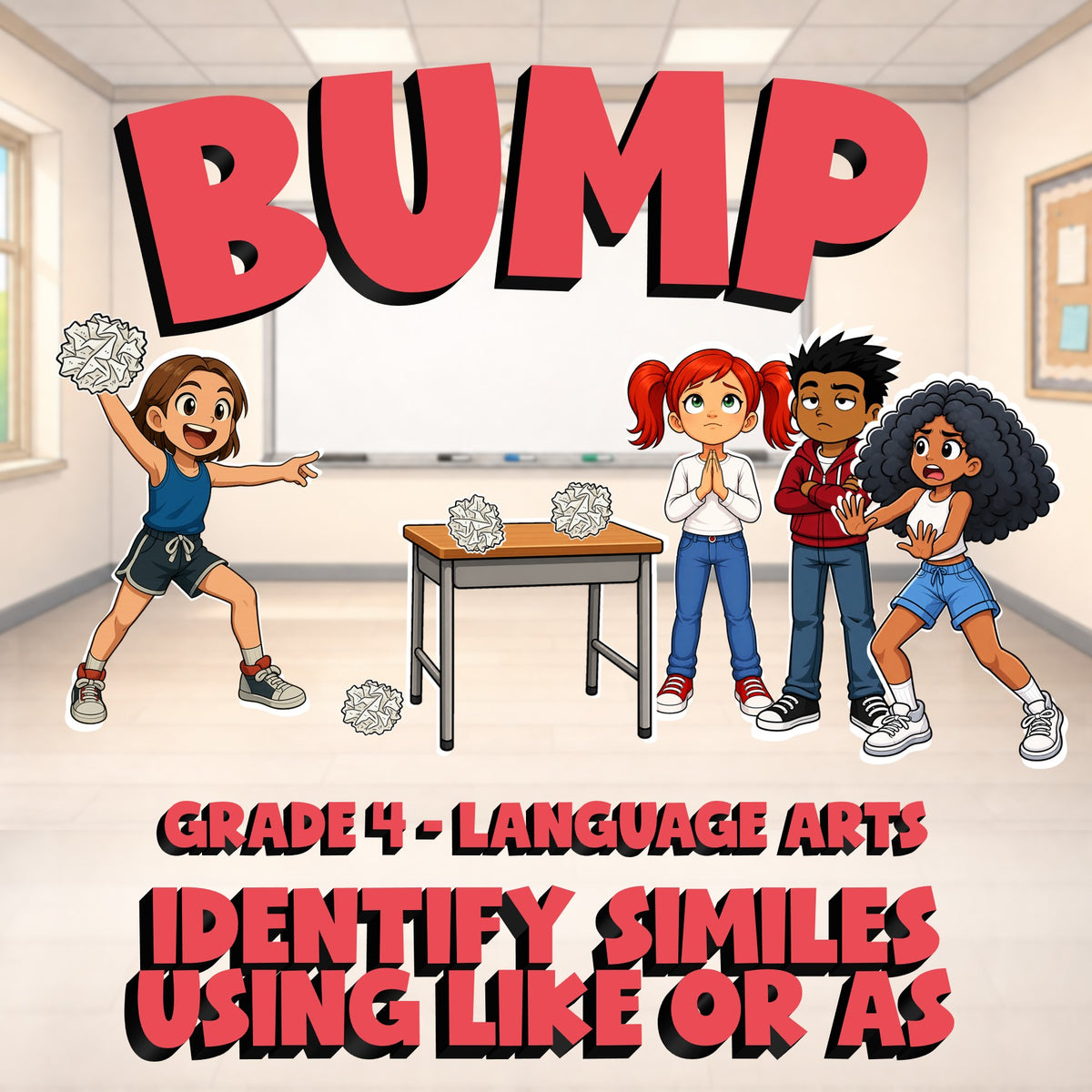 Identify Similes Using Like or As BUMP ELA Game - No Prep Grade 4 Review