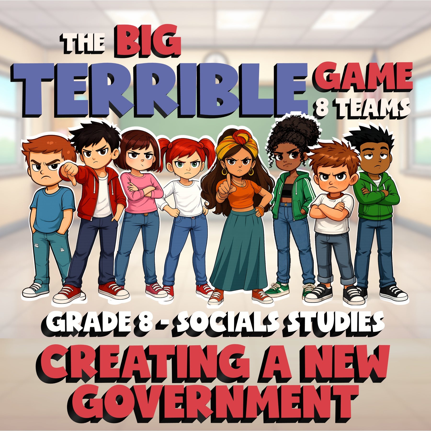 Creating a New Government BIG TERRIBLE GAME - No Prep Grade 8 Socials Review