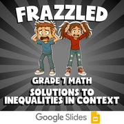 Solutions to Inequalities in Context FRAZZLED Math Game - No Prep Grade 7 Review
