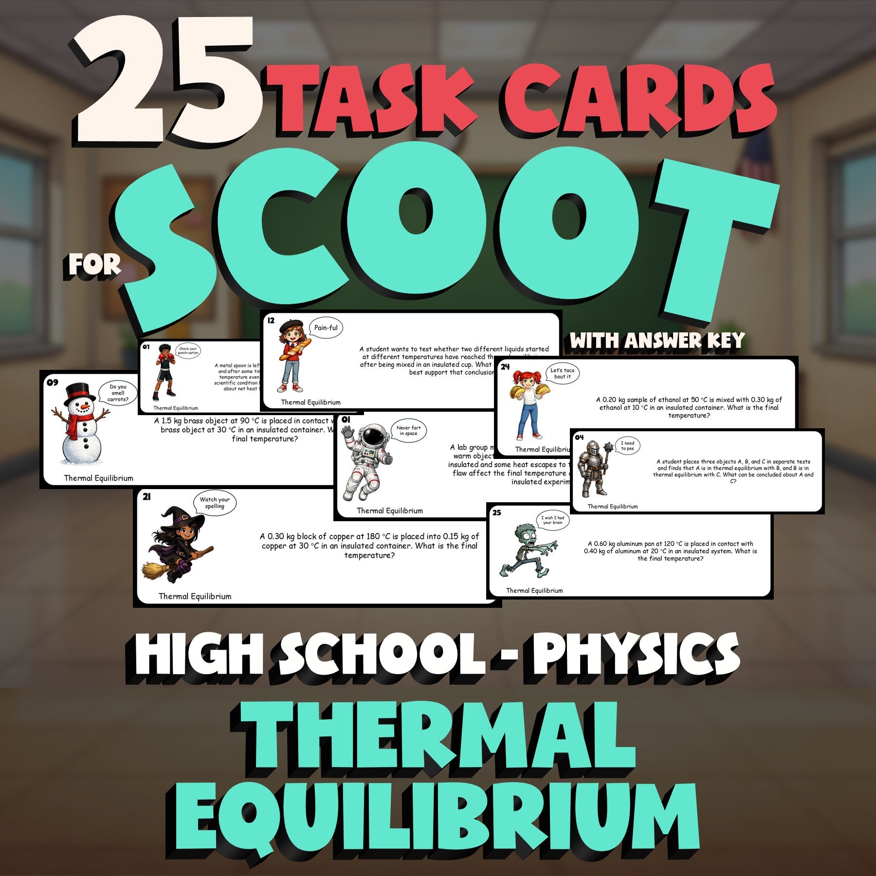 Thermal Equilibrium SCOOT TASK CARDS Science Game - No Prep Physics Review
