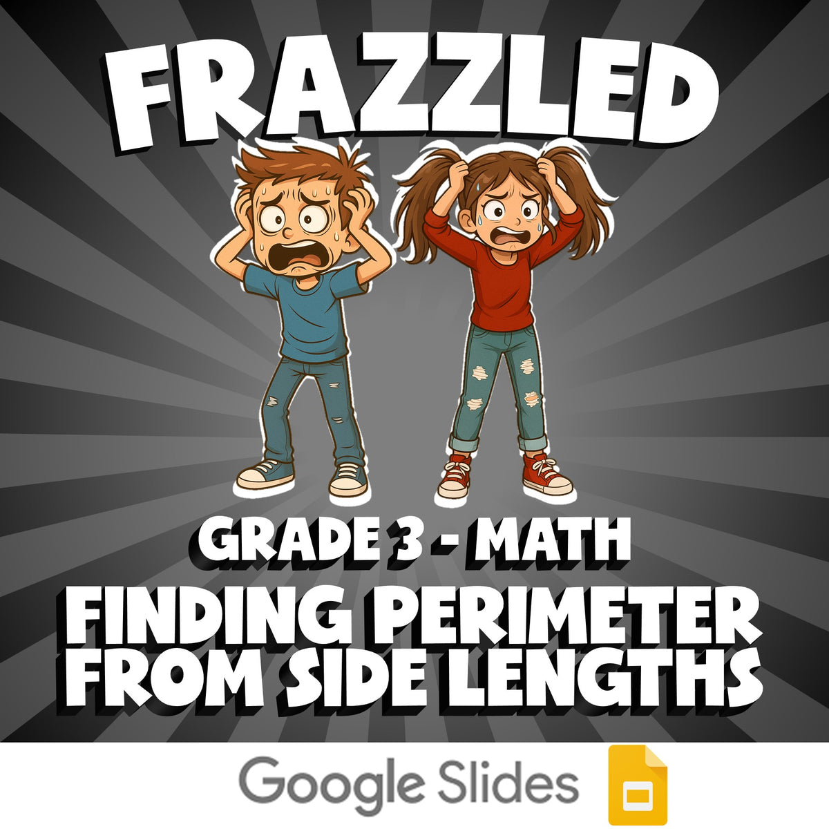Finding Perimeter from Side Lengths FRAZZLED Math Game - No Prep Grade 3 Review