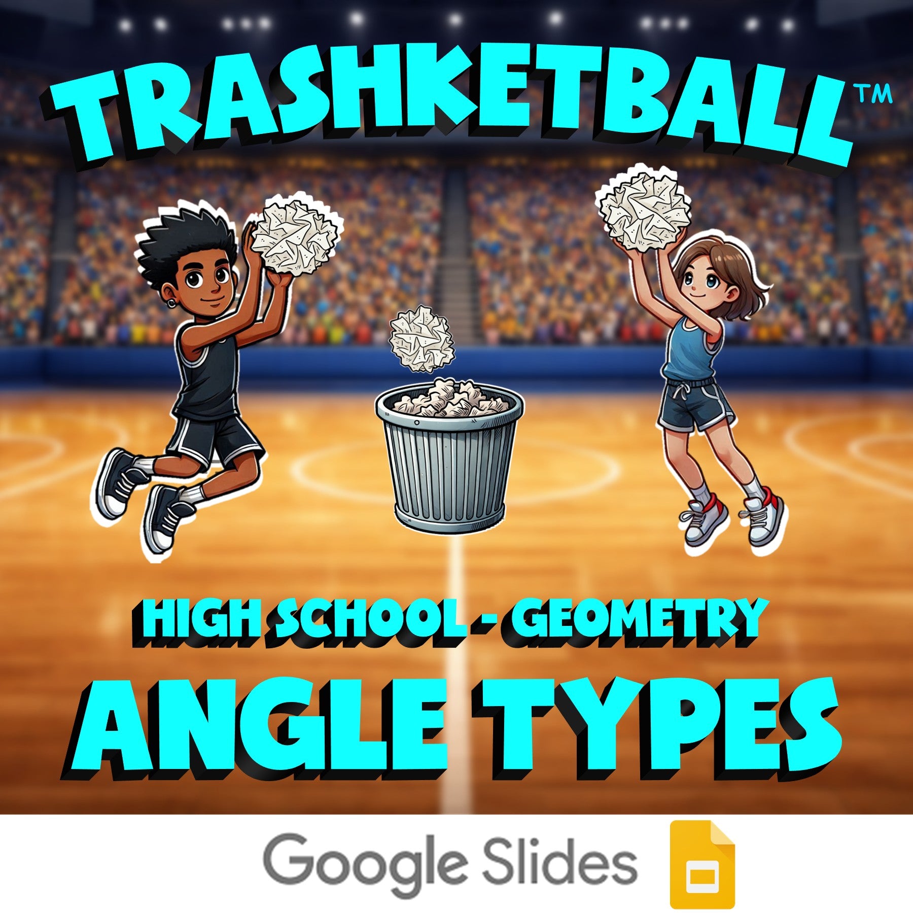 Angle Types TRASHKETBALL Math Game - No Prep Geometry Review Activity