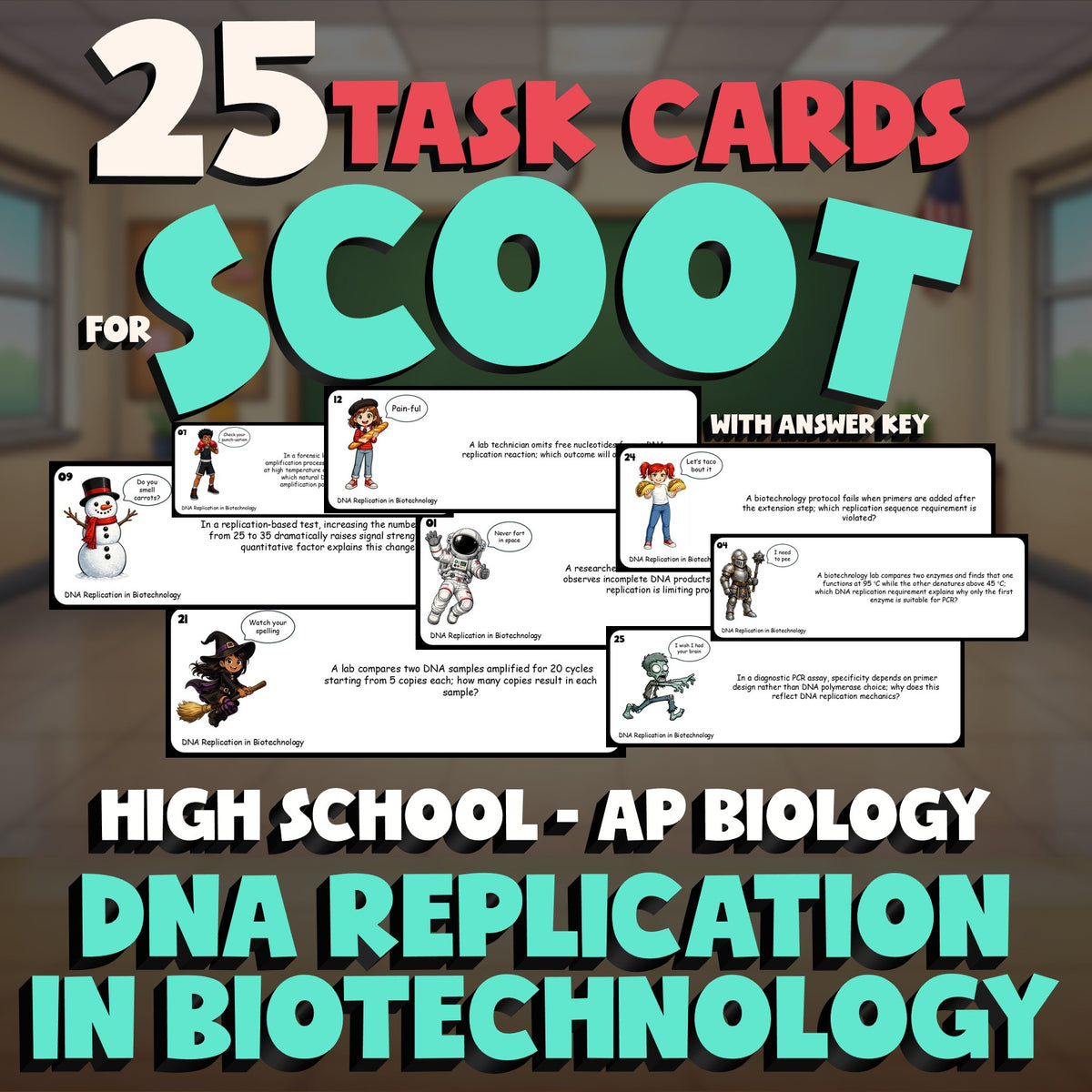 DNA Replication in Biotechnology SCOOT TASK CARDS Science Game - AP Biology