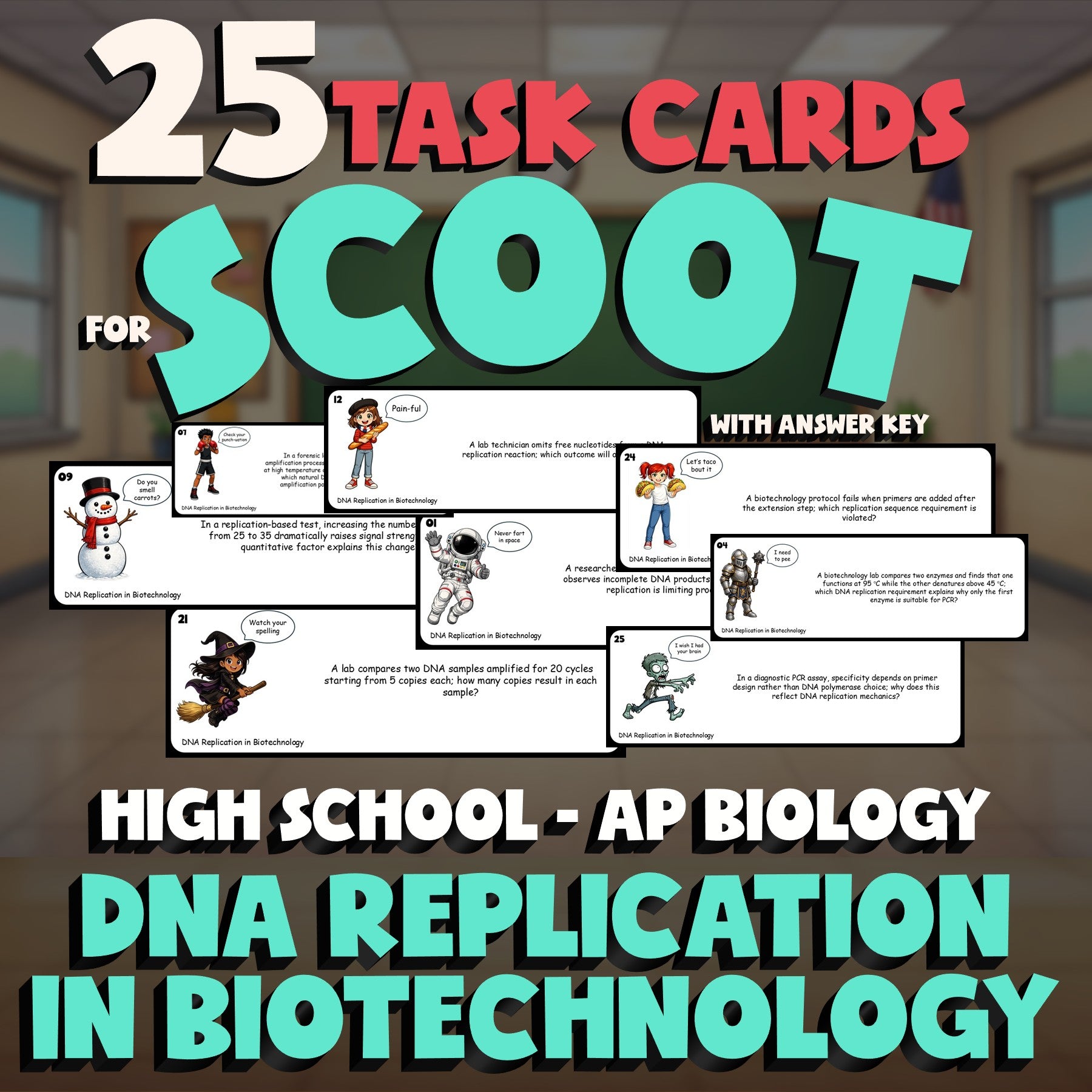 DNA Replication in Biotechnology SCOOT TASK CARDS Science Game - AP Biology