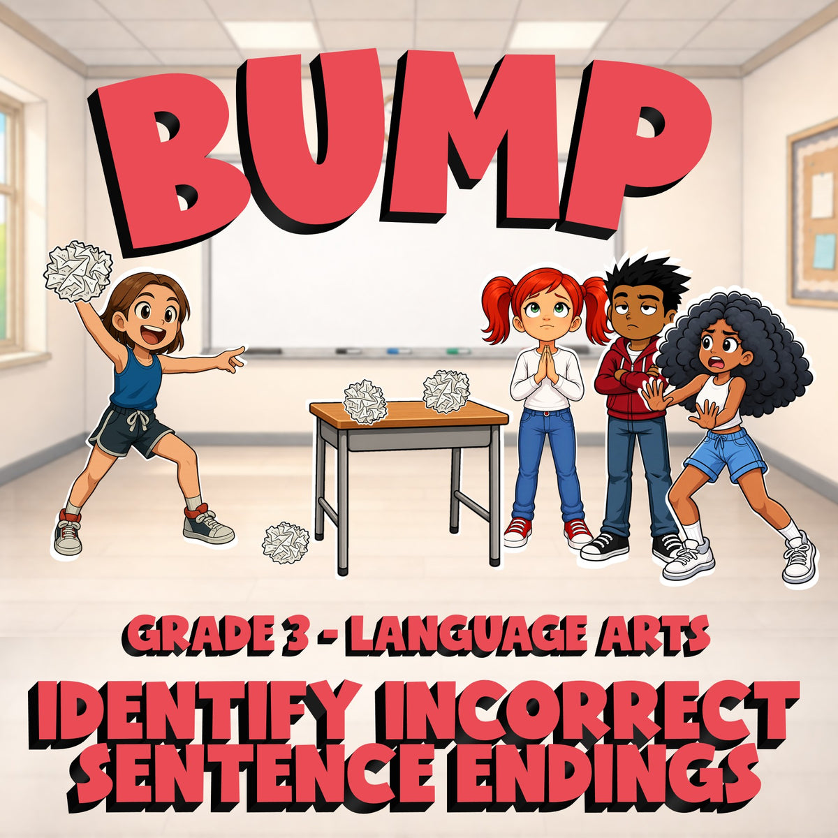 Identify Incorrect Sentence Endings BUMP ELA Game - No Prep Grade 3 Review